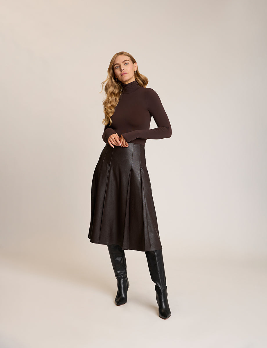 Faux Leather Pleated Midi Skirt - Womens Commando
