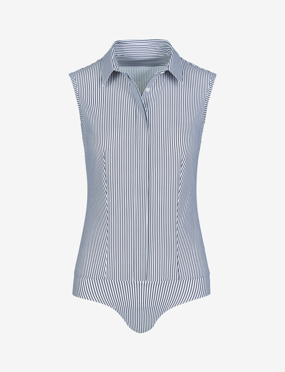 Classic Printed Sleeveless Button Down Bodysuit - Womens Commando