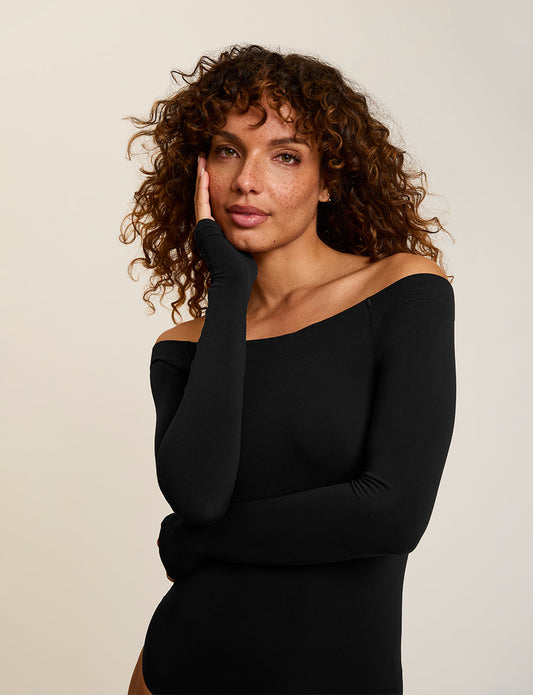 Ballet Off-Shoulder Bodysuit with Thumbholes - Womens Commando