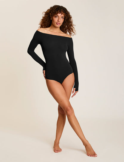 Ballet Off-Shoulder Bodysuit with Thumbholes - Womens Commando