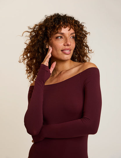 Ballet Off-Shoulder Bodysuit with Thumbholes - Womens Commando
