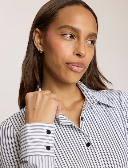 Yarn Dyed Stripes Button Down Long Sleeve Bodysuit - Womens Commando