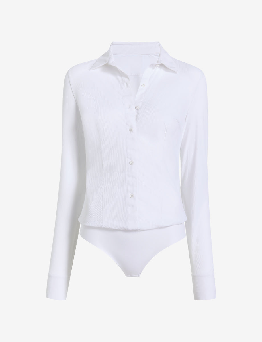 Classic Ribbed Button Down Bodysuit - Womens Commando
