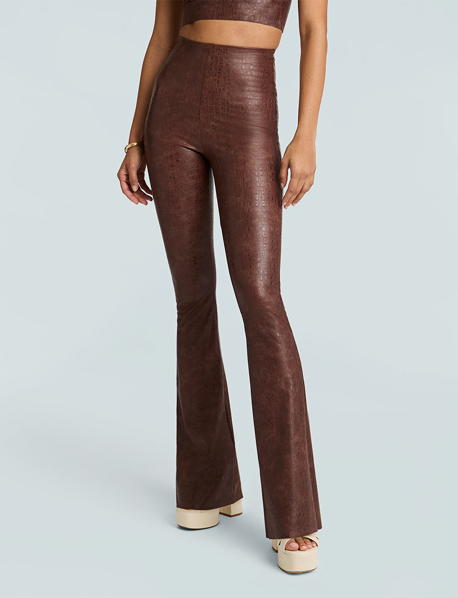 Faux Leather Animal Flared Legging - Womens Commando