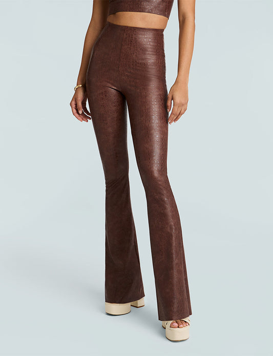 Faux Leather Animal Flared Legging - Womens Commando