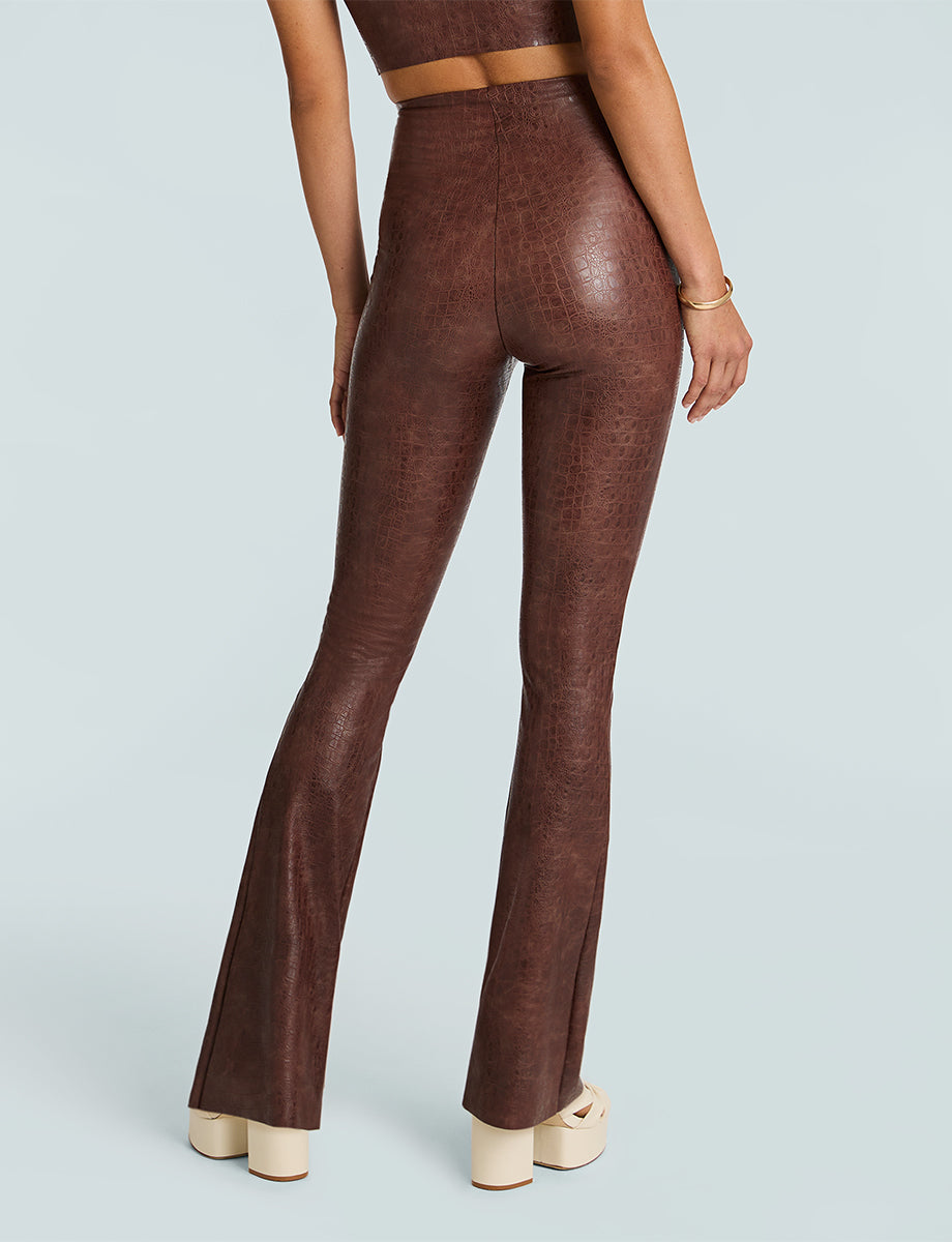 Faux Leather Animal Flared Legging - Womens Commando