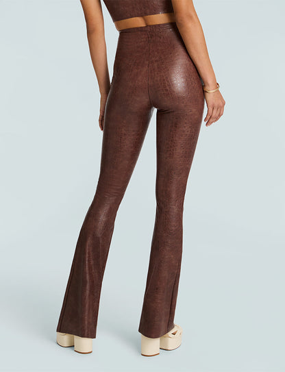 Faux Leather Animal Flared Legging - Womens Commando