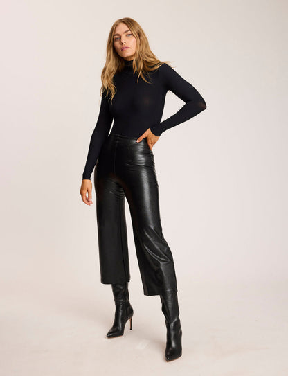 Faux Leather Cropped Wide Leg Pant - Womens Commando