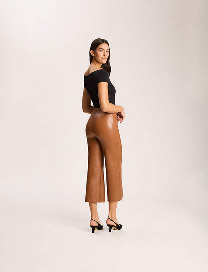 Faux Leather Cropped Wide Leg Pant - Womens Commando