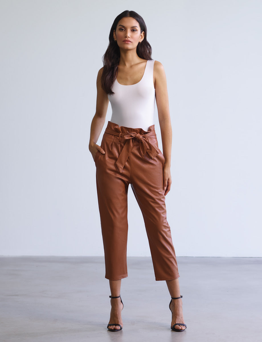 Faux Leather Paperbag Pants - Womens Commando