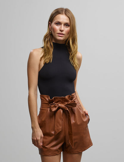 Faux Leather Paperbag Short - Womens Commando