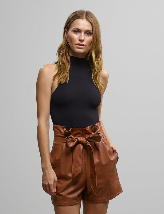 Faux Leather Paperbag Short - Womens Commando