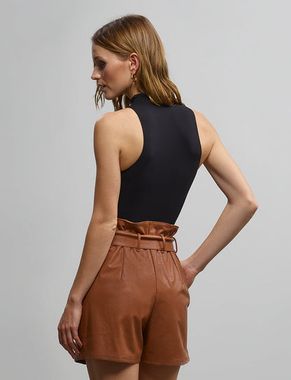 Faux Leather Paperbag Short - Womens Commando