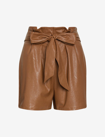 Faux Leather Paperbag Short - Womens Commando
