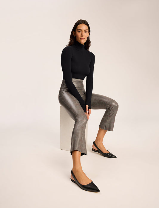 Faux Leather Print Cropped Flare - Womens Commando