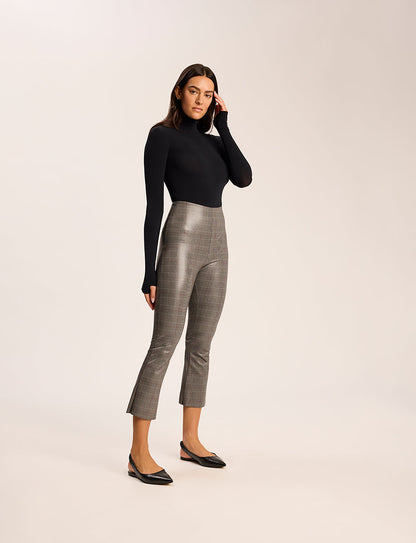 Faux Leather Print Cropped Flare - Womens Commando