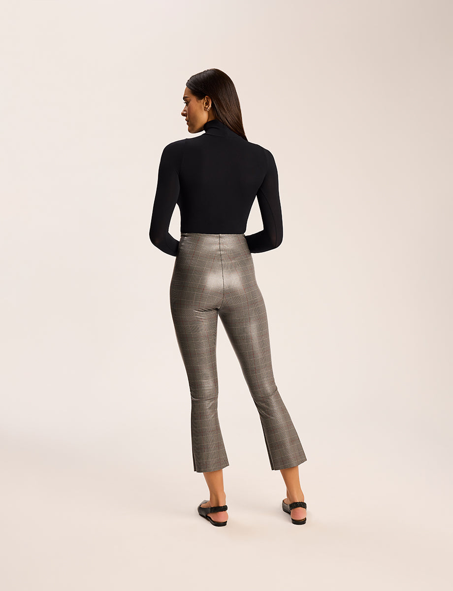 Faux Leather Print Cropped Flare - Womens Commando