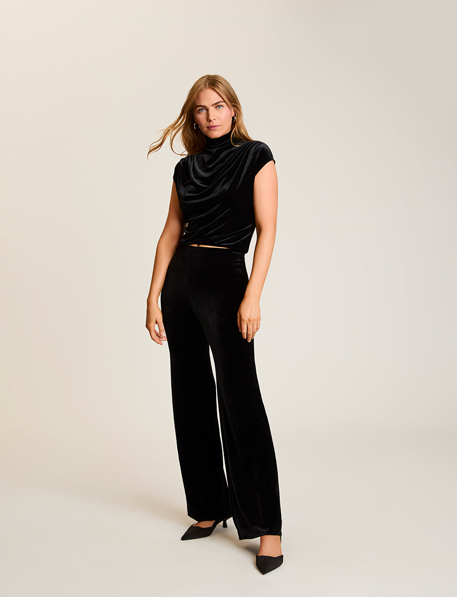 Velvet Draped Mockneck Crop Top - Womens Commando