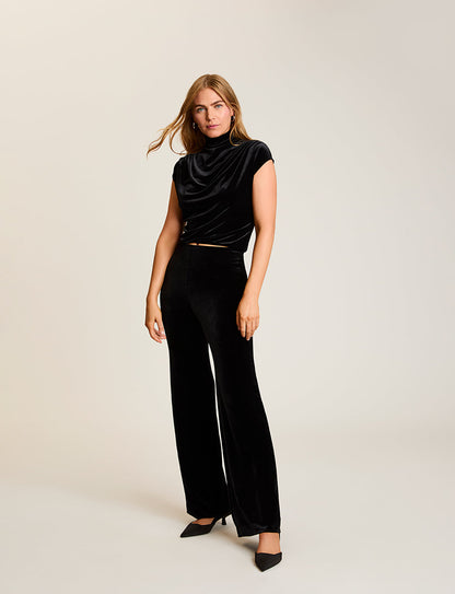 Velvet Draped Mockneck Crop Top - Womens Commando