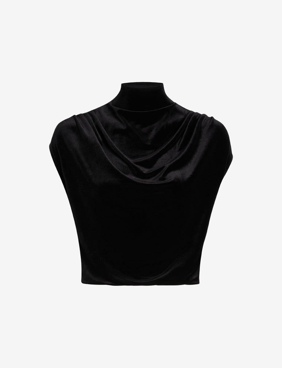 Velvet Draped Mockneck Crop Top - Womens Commando