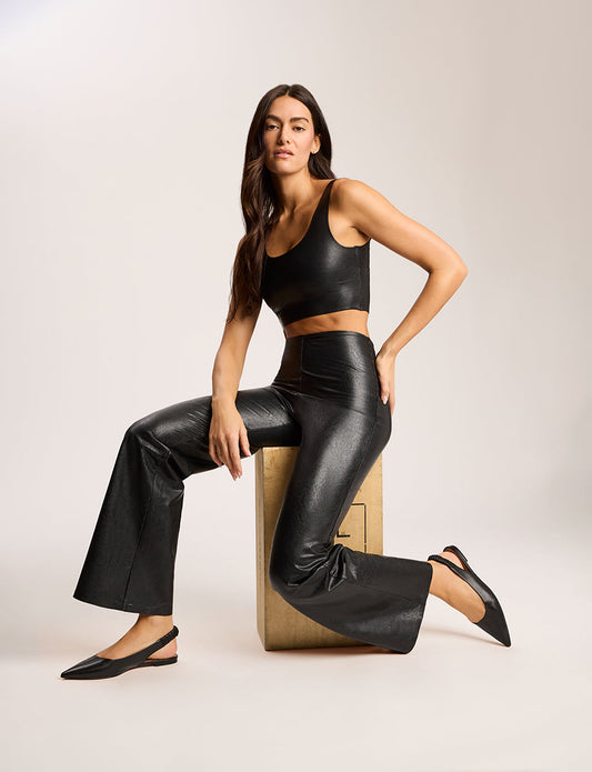 Faux Leather Squareneck Crop Top - Womens Commando