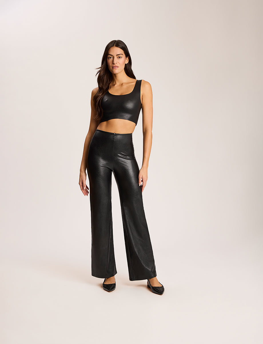 Faux Leather Squareneck Crop Top - Womens Commando