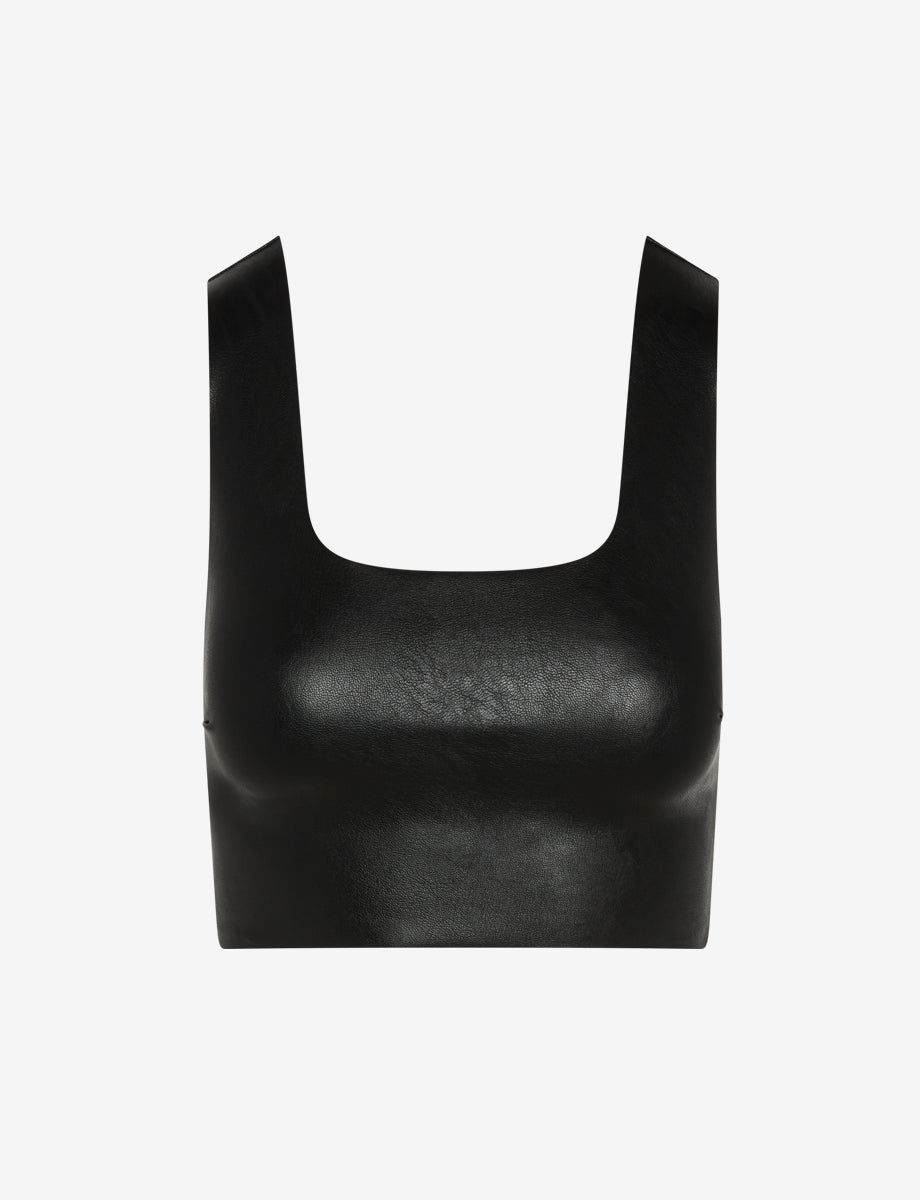 Faux Leather Squareneck Crop Top - Womens Commando