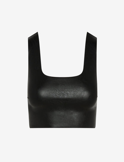 Faux Leather Squareneck Crop Top - Womens Commando
