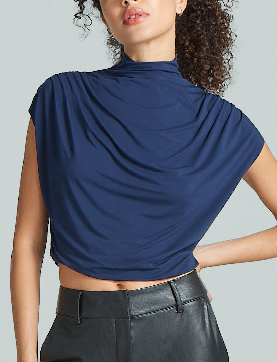 Butter Draped Mockneck Short Sleeve Crop Top - Womens Commando