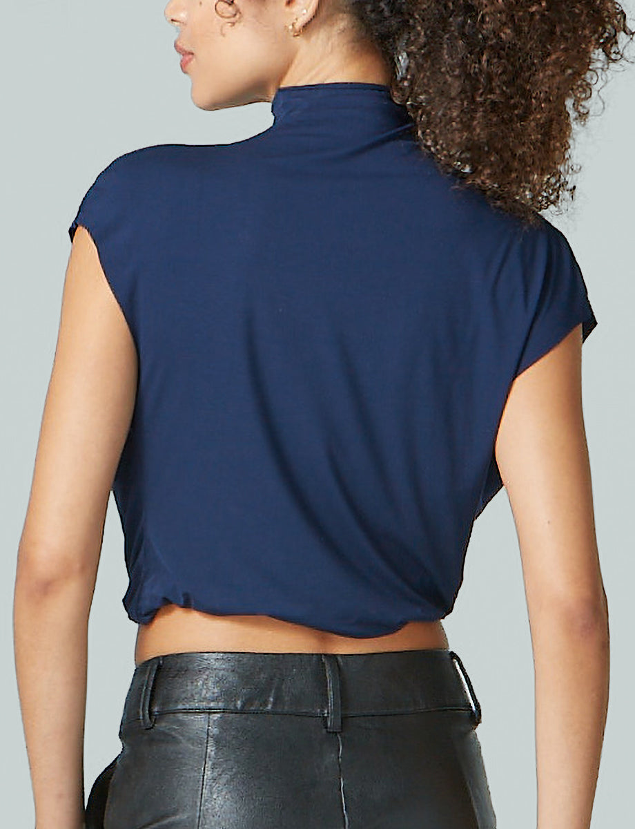 Butter Draped Mockneck Short Sleeve Crop Top - Womens Commando