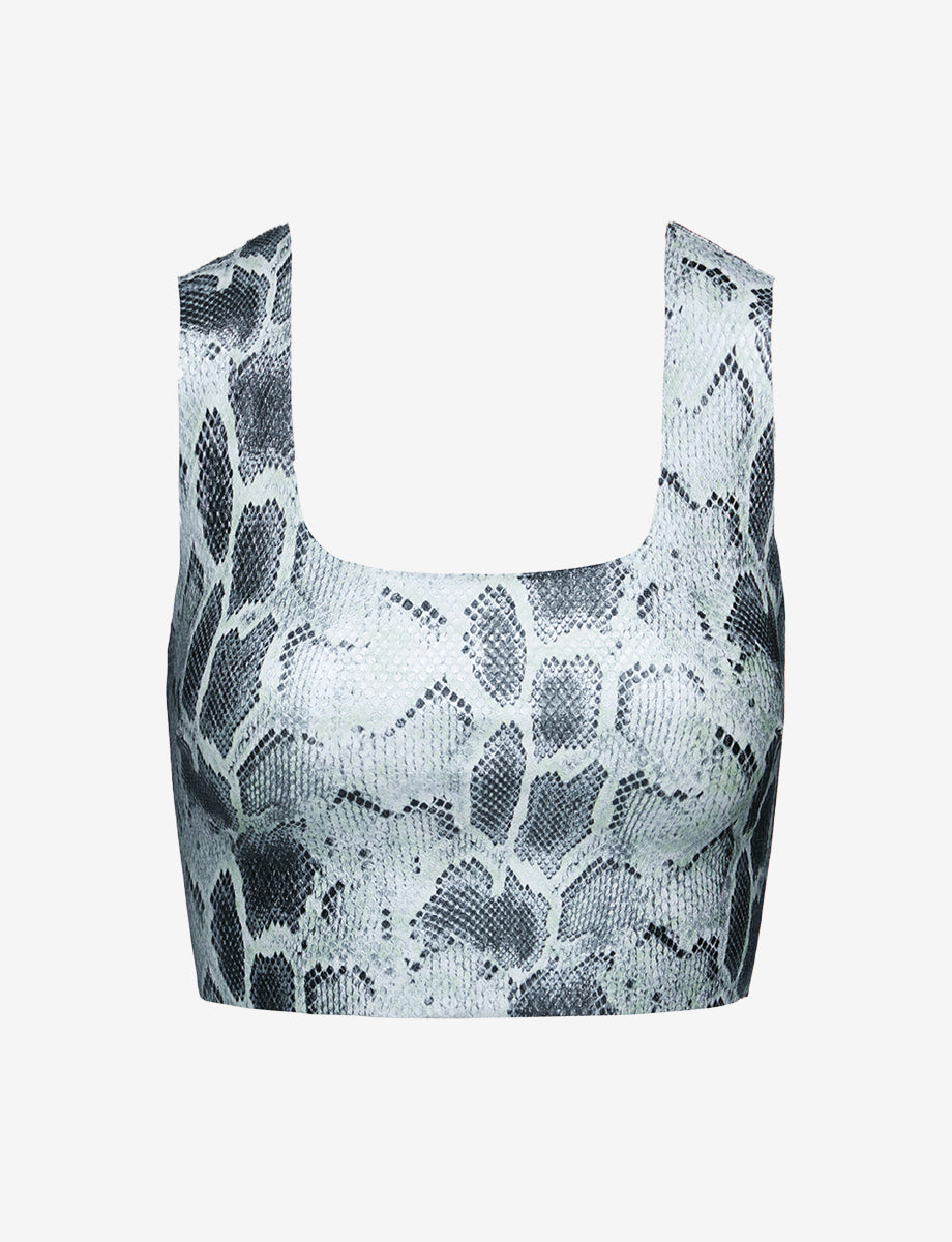 Faux Leather Animal Squareneck Crop Top - Womens Commando