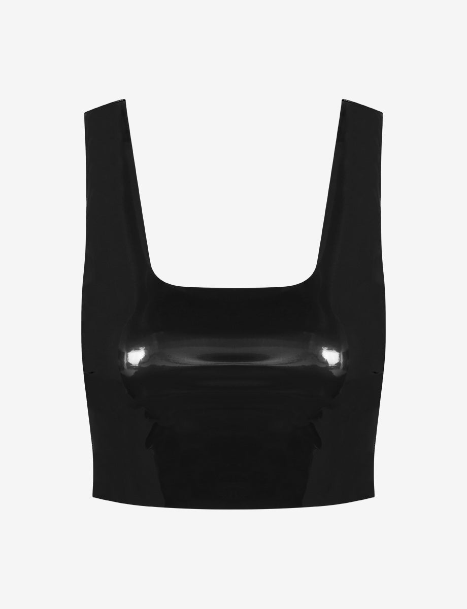 Faux Patent Leather Crop Top - Womens Commando