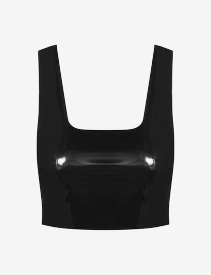 Faux Patent Leather Crop Top - Womens Commando