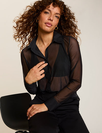 Chic Mesh Button Down Shirt - Womens Commando