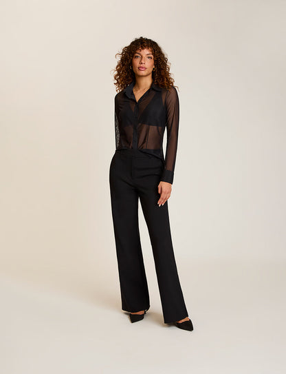Chic Mesh Button Down Shirt - Womens Commando