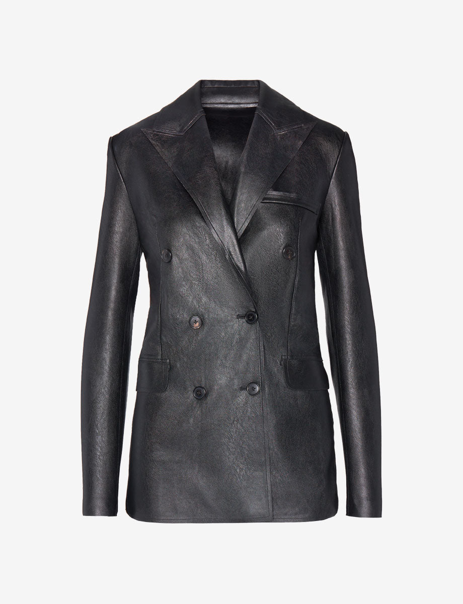 Faux Leather Double-Breasted Jacket - Womens Commando