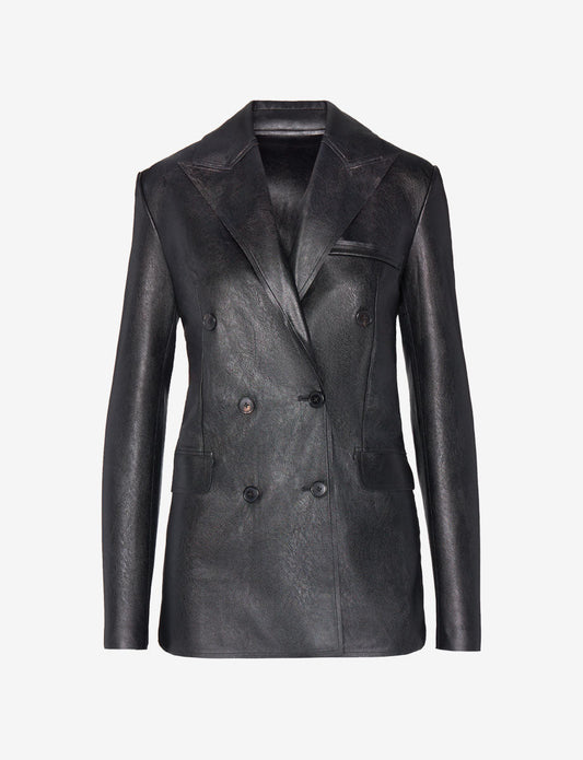 Faux Leather Double-Breasted Jacket - Womens Commando