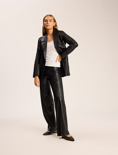 Faux Leather Double-Breasted Jacket - Womens Commando