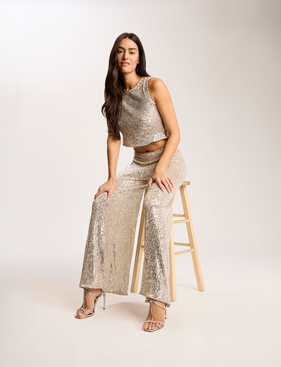 Sequin Mesh Muscle Crop Top - Womens Commando