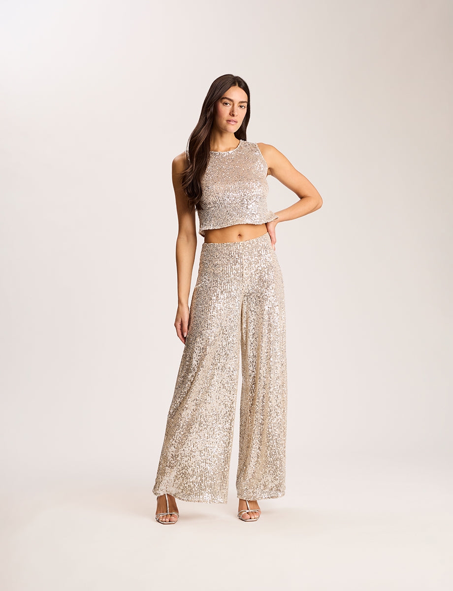 Sequin Mesh Muscle Crop Top - Womens Commando