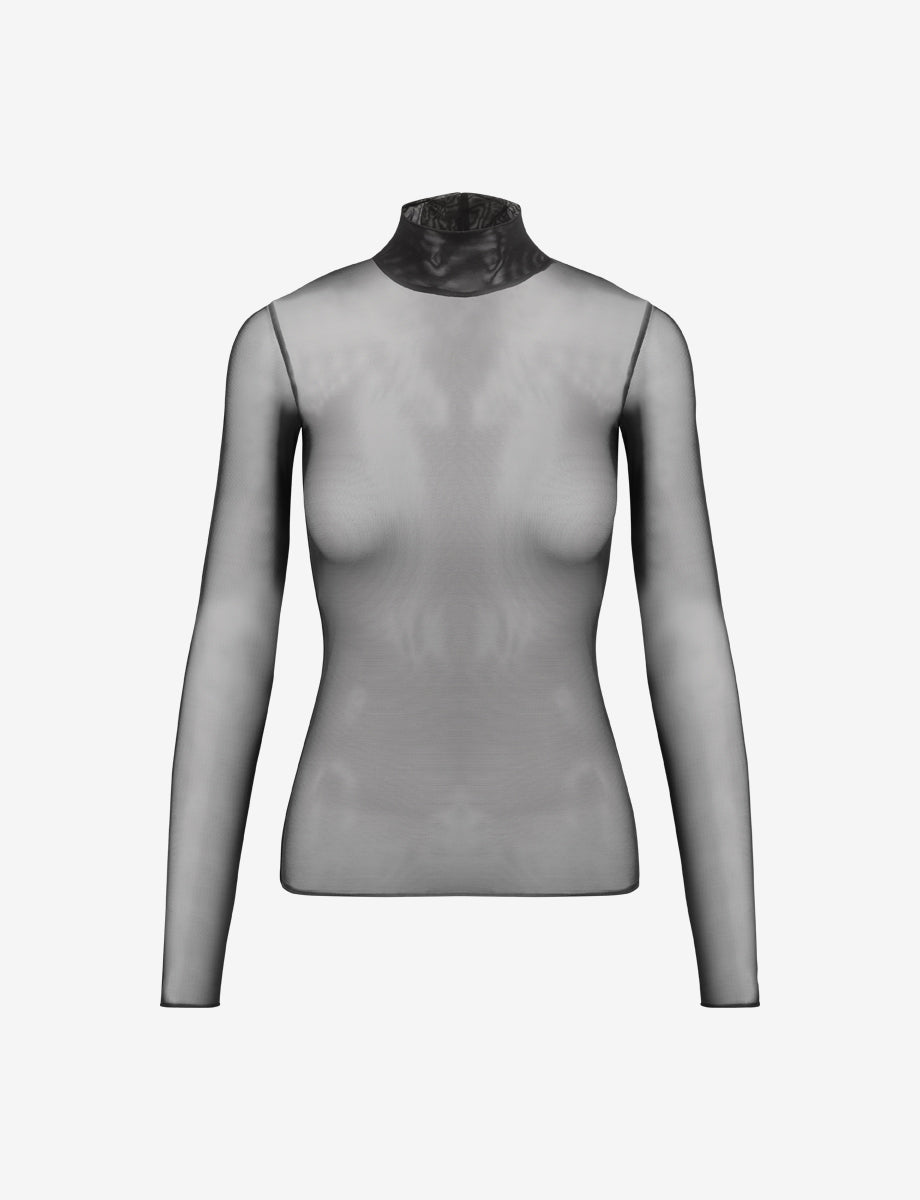 Chic Mesh Long Sleeve Turtleneck - Womens Commando
