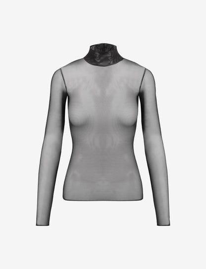 Chic Mesh Long Sleeve Turtleneck - Womens Commando