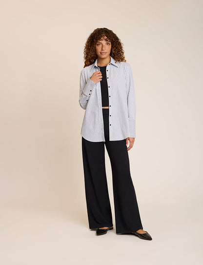 Yarn Dyed Stripes Oversized Button Down Shirt - Womens Commando