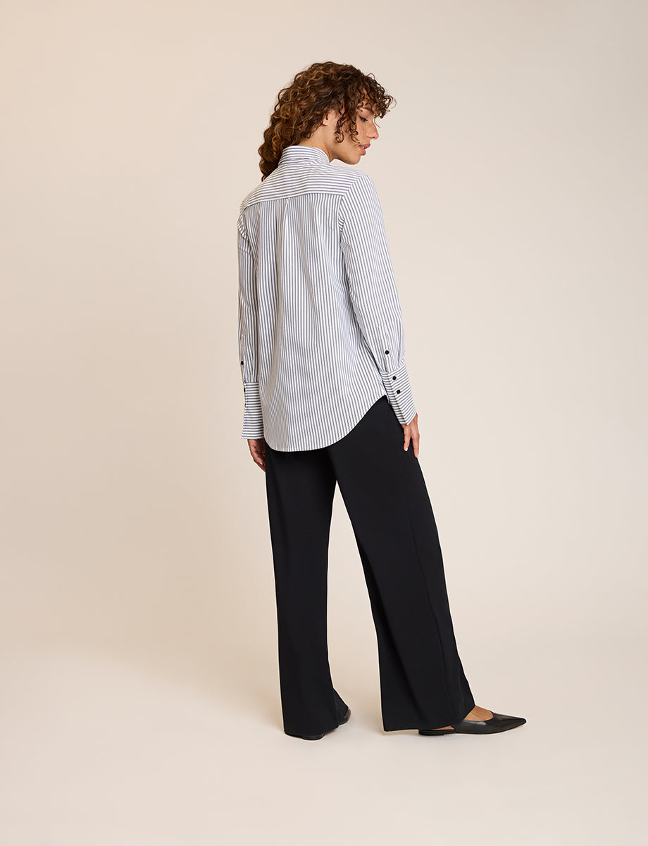 Yarn Dyed Stripes Oversized Button Down Shirt - Womens Commando