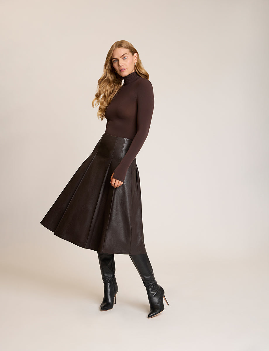 Faux Leather Pleated Midi Skirt - Womens Commando