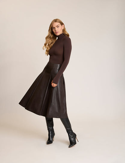 Faux Leather Pleated Midi Skirt - Womens Commando