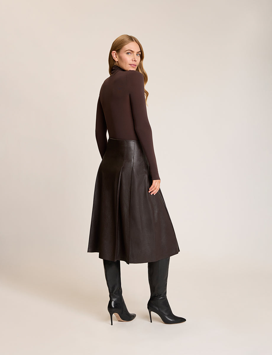 Faux Leather Pleated Midi Skirt - Womens Commando