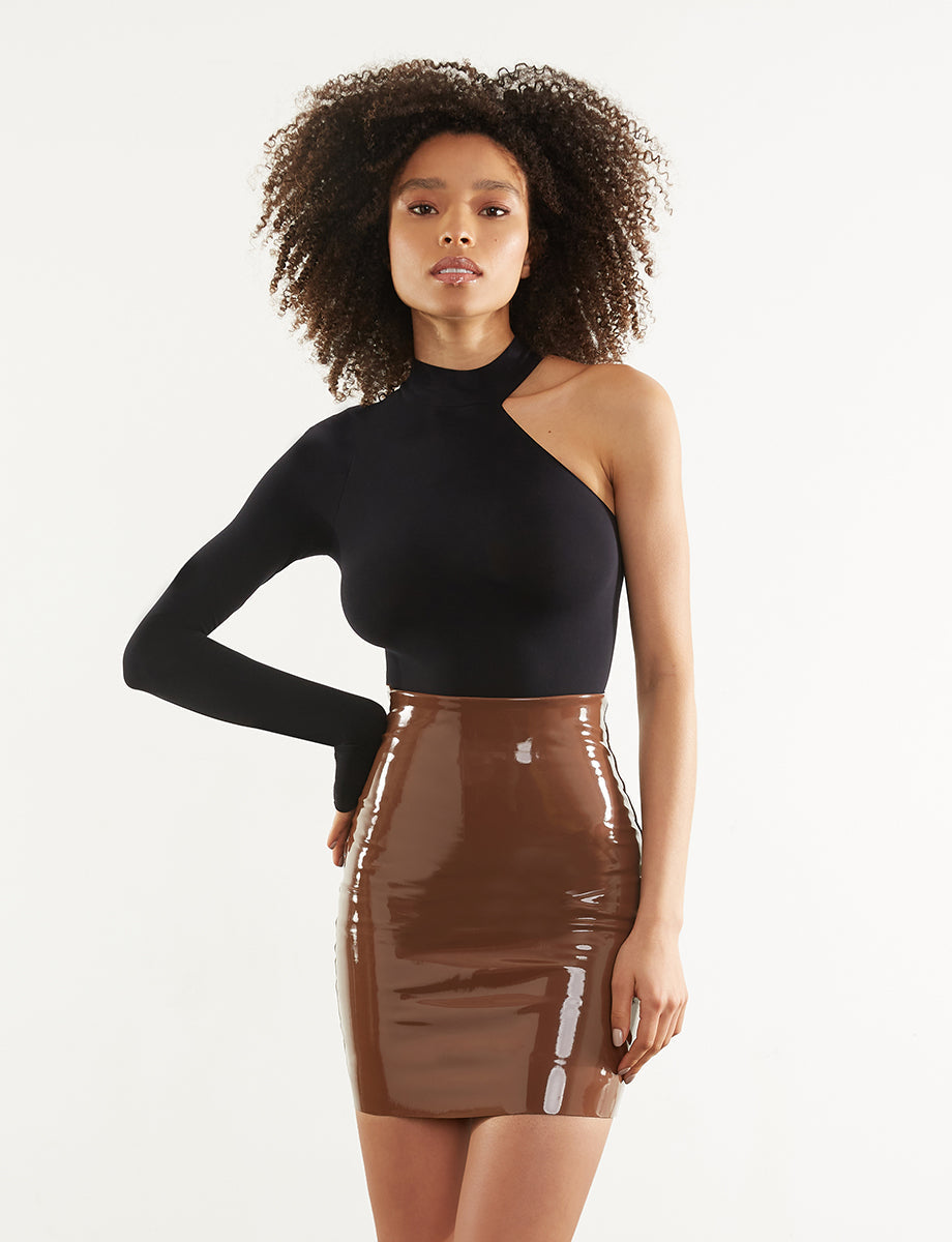 Faux Patent Leather Mini Skirt - Womens Commando
