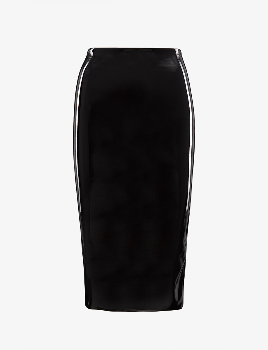 Faux Patent Leather Midi Skirt - Womens Commando