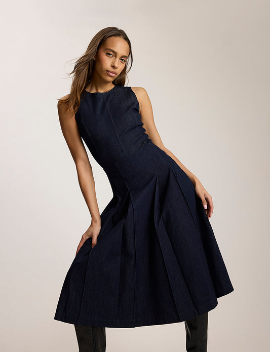 Do It All Denim™ Pleated Midi Skirt - Womens Commando
